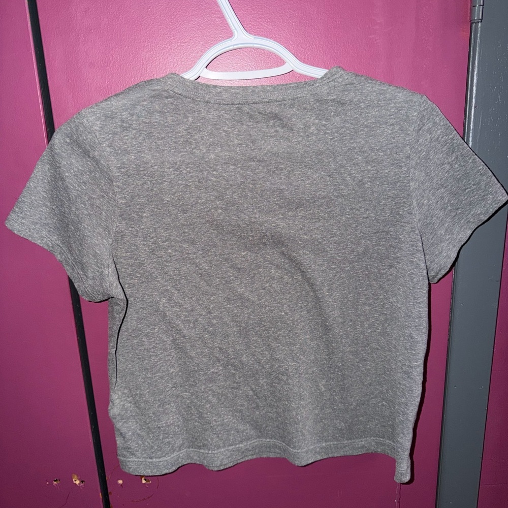 Gray Women’s Cropped T-Shirt. Distressed - Picture 3 of 4